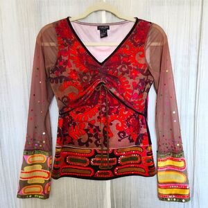 Vintage 90s Does 70s Velvet Blouse